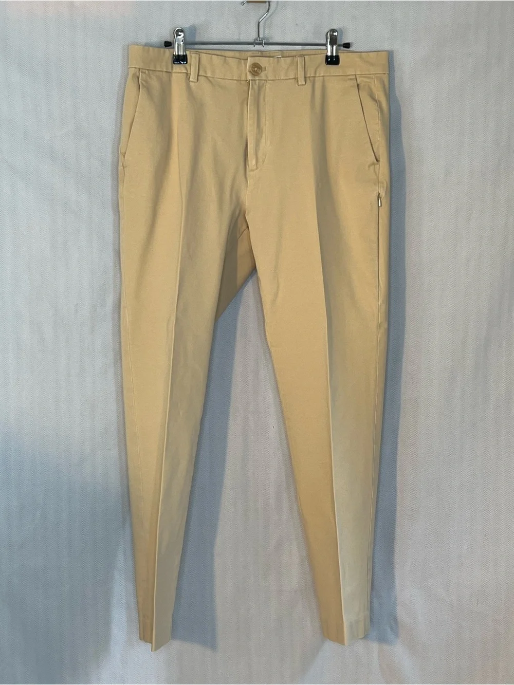H by Halston Pants Beige Flat Front Vertical Side Zip Pocket Cotton Blend 32X30